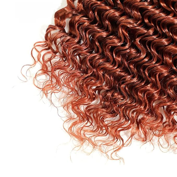 28 28 28 Inch Copper Red Human Hair Bundles Auburn Deep Wave Bundles Huxowax Virgin Soft And Silky Remy Hair Extensions Color 33 Deep Wave Bundle 300g