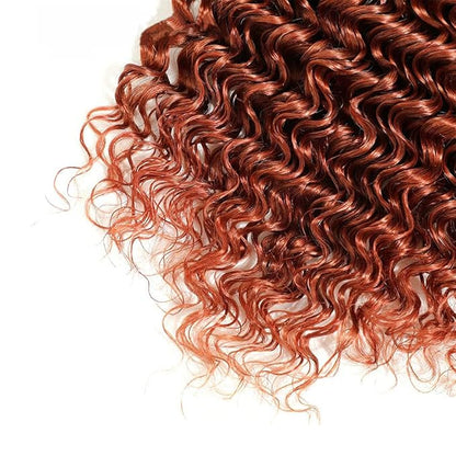 28 28 28 Inch Copper Red Human Hair Bundles Auburn Deep Wave Bundles Huxowax Virgin Soft And Silky Remy Hair Extensions Color 33 Deep Wave Bundle 300g