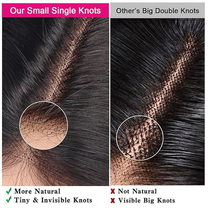 5x5 Transparent HD Lace Closure Silky Straight Human Hair Lace Closure Brazilian Virgin Remy Hair Invisible Lace Frontal Closure Pre Plucked Natural Black Color 16 Inch