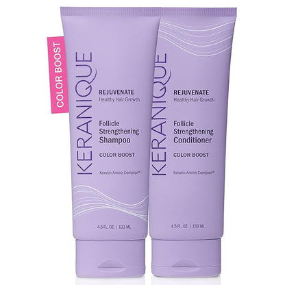 Keranique Color Safe Shampoo and Conditioner - Protect and Extend Color Shampoo and Conditioner for Women with Dry, Fine, Color Treated Hair - Sulfate Free Set for Colored Hair with UV Protection