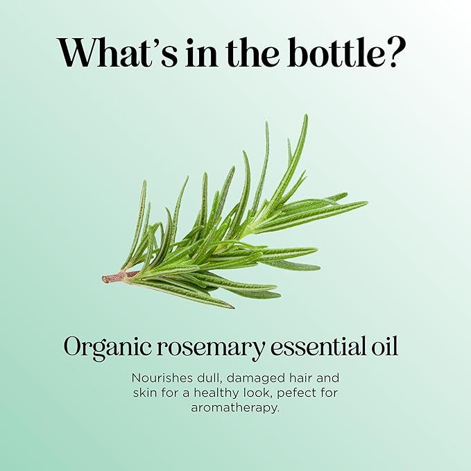 Certified Organic Rosemary Oil for Hair - Pure USDA Organic Rosemary Essential Oil for Hair Skin and Nails Plus Aromatherapy - Oil for Dry Scalp Treatment and Enhanced Volume and Shine