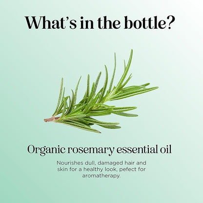 Certified Organic Rosemary Oil for Hair - Pure USDA Organic Rosemary Essential Oil for Hair Skin and Nails Plus Aromatherapy - Oil for Dry Scalp Treatment and Enhanced Volume and Shine