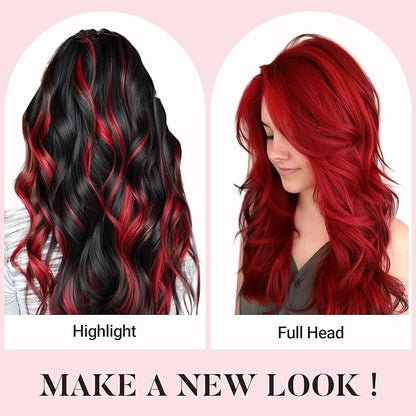 MAXITA Tape in Hair Extensions Human Hair Red Hair Extensions Tape ins, 10pcs 30g 22 Inch Colored Party Highlight Tape in Extensions Straight Soft Real Human Hair Extension