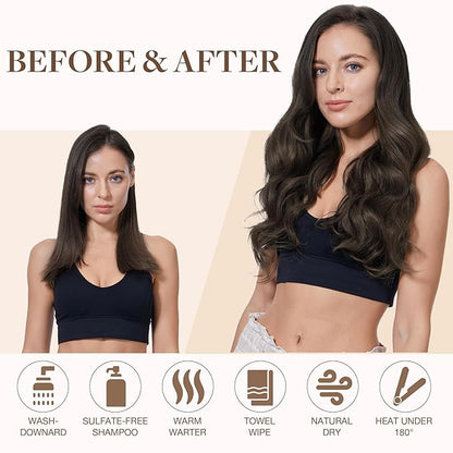 GOO GOO Sew in Hair Extensions Real Human Hair, Weft Hair Extensions Human Hair, 2A Light Brown 20inch 105g, Weft Bundles Straight Silky Remy Hair