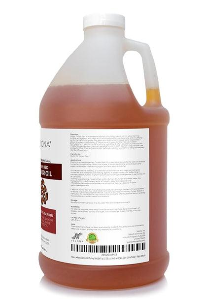 velona Castor Oil Turkey Red 64 fl oz | 100% Pure and Natural Carrier Oil | Cold Pressed | Hair, Body and Skin Care | Use Today - Enjoy Results