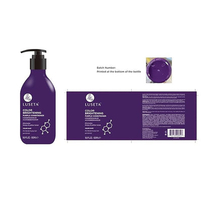 Luseta Purple Shampoo and Conditioner Set for Blonde, Gray - Color Treated Hair - Sulfate Free Paraben Free - Infused with Cocos Nucifera Oil for Curly and Damaged Hair - 2x16.9oz