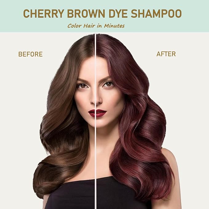 Fvquhvo Brown Hair Dye Shampoo, Instant Hair Color for Women Men, Colors in Minutes, Long Lasting Coconut Dye Shampoo, Easy to Use 16.90 Fl Oz