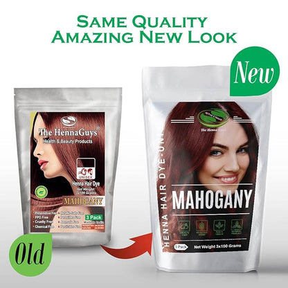 MAHOGANY Henna Hair & Beard Dye/Color 3x100 Grams - The Henna Guys®