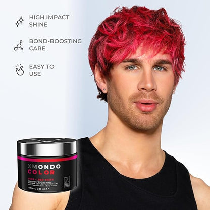 XMONDO Color Pink + Red Shade Shift Color Depositing Mask & Semi-Permanent Hair Dye | Infused with Bond Boosters & Hyaluronic Acid to Nourish, Revitalize & Repair, Vegan Formula, 8 Fl Oz 1-Pack