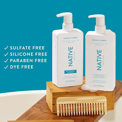 Native Ocean & Timber Shampoo and Conditioner Contain Naturally Derived Ingredients | All Hair Types, Color & Treated, Fine to Dry Damaged, Sulfate & Dye Free - 2-Pack