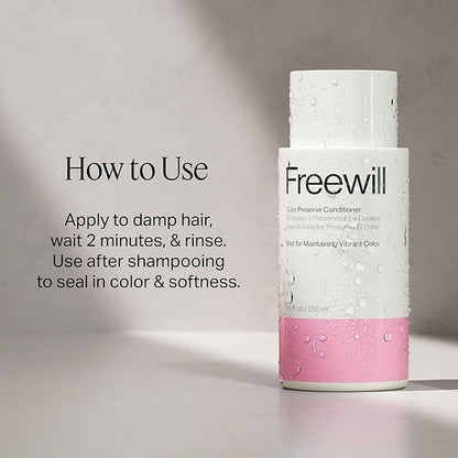 Freewill Color Preserve Conditioner, Rich, Moisturizing and Nourishing Conditioner for Color-Treated Hair, Fights Color Fade to Help Maintain Color Vibrancy, 8.5 oz