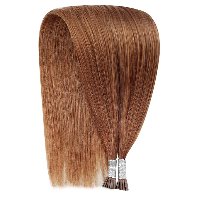 YoungSee I Tips Hair Extensions Copper 16 in Itip Hair Extensions Real Human Hair Colored Tip Hair Extensions Real Human Hair Copper 25g Itips Hair Extensions for Cosplay 40s Invisible Hair Extensions