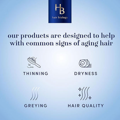 Hair Biology Biotin-Infused Purple Shampoo and Conditioner Set for Grey Hair, Anti-Brassiness, Moisturizing, Color-Safe, Silver & Glowing, Corrects Yellow Tones, 12.8 Fl Oz Each, 8 Pack
