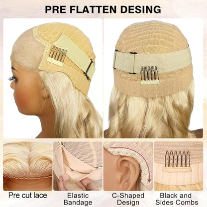613 Lace Front Wig Human Hair 200% Density Blonde Glueless Wigs Human Hair Pre Plucked Pre Cut 7x5 Hd Closure Wear And Go Wig Blonde Wig Human Hair Body Wave For Women 26 Inch