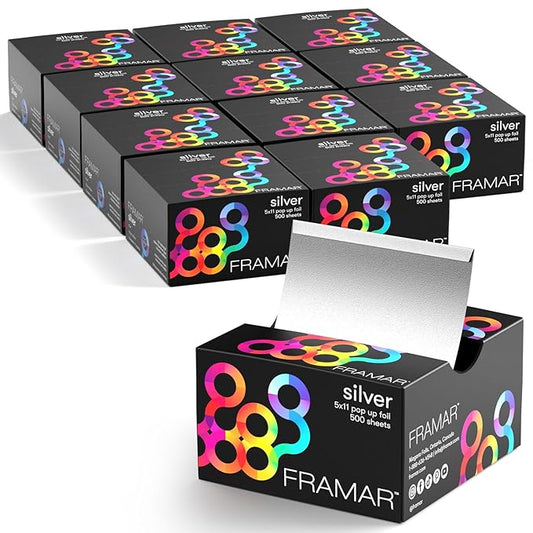 Framar Star Struck Silver Pop Up Hair Foil, Aluminum Foil Sheet, Hair Foils For Highlighting - 500 Foil Sheets - Pack of 12