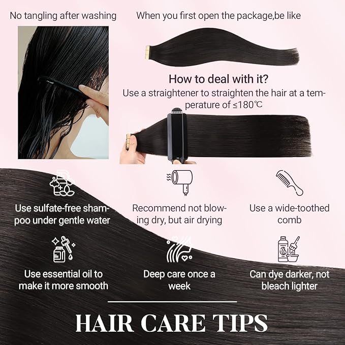 MAXITA Tape in Hair Extensions Human Hair Jet Black 24 Inch 30g 10pcs Remy Human Hair Extension Straight Seamless Real Hair Extensions Tape in Extensions for Women