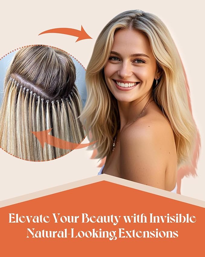 Sunny Hair Nano Bead Hair Extensions Human Hair, Nano Hair Extensions Human Hair Jet Black, Fusion Hair Extensions Easy to Apply 14inch 50g