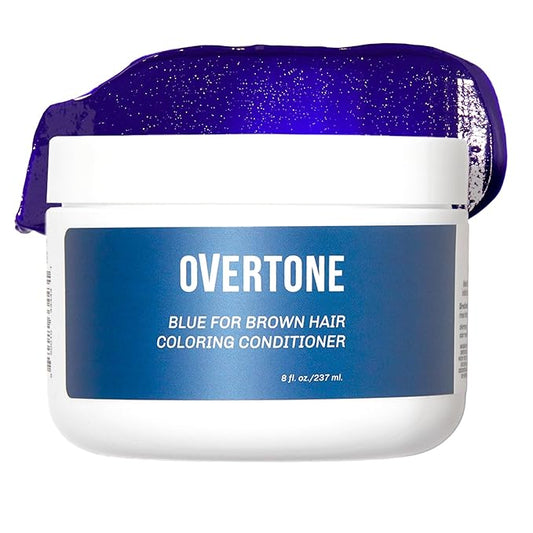 Overtone Color Depositing Semi-Permanent Hair Dye Conditioner - 8 oz For Natural & Color-Treated Hair, Moisturizing Shea Butter & Coconut Oil - Vegan & Cruelty-Free, Blue for Brown is now Indigo Iris