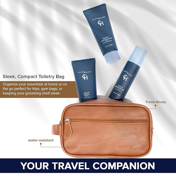 Comme Homme Ultimate Scalp Care Bundle for Bald Men | 3-Step Routine with Scalp Wash, Exfoliator & Moisturizer | Deep Cleanse, 24-Hour Moisture & Skin Protection | Free Toiletry Bag Included