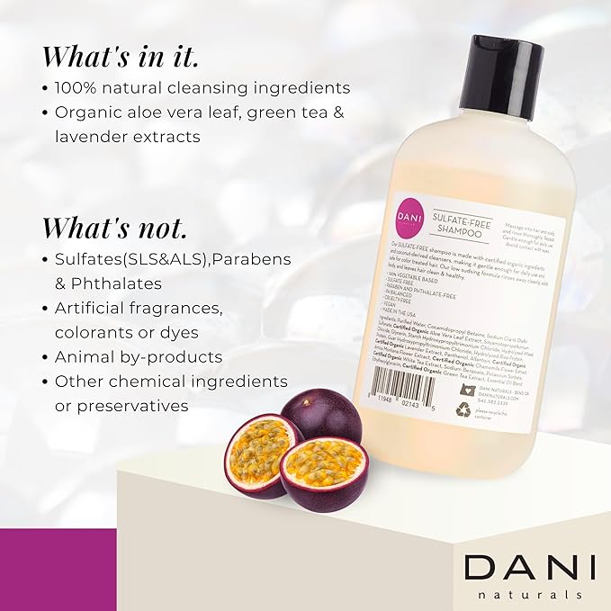 Naturals Shampoo - Passion Fruit Scent - Sulfate-Free, Vegan, Moisturizing, 12 oz | Nourishing for All Hair Types & Sensitive Scalps