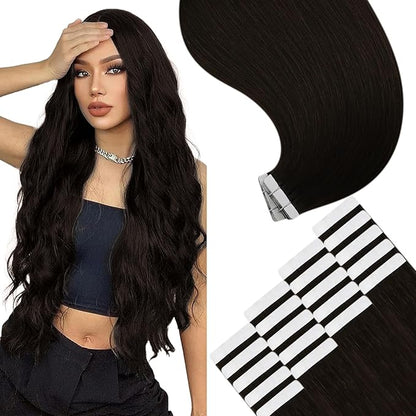 YoungSee Tape in Hair Extensions Real Human Hair Dark Brown Tape Extensions Human Hair Brown 22In Tape in Human Hair Extensions Darkest Brown 20pcs Double Sided Tape on Hair Extensions Human Hair 50g