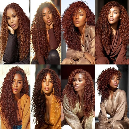 Red Brown Bundles Human Hair Kinky Curly Bundles Color 33 Curly 8a Grade Brazilian Human Hair Soft and Silky for Black Women 22 24 26 Inch