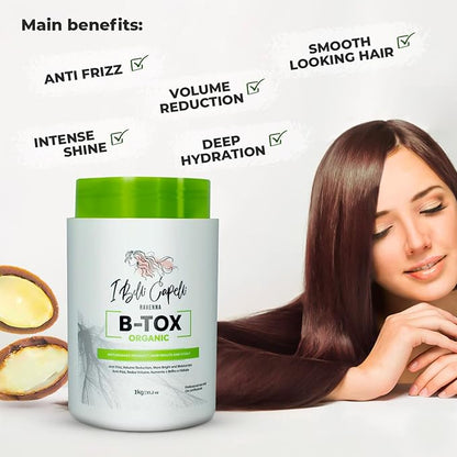 Ravenna B-tox Organic Hair Mask - Hair Conditioner with Brazilian Keratin, Argan Oil, and Panthenol - Nourishing, Hydrating, Smoothing Treatment - 1L, 2 Pack