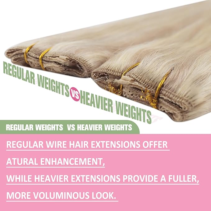 YoungSee Wire Hair Extensions for Women Blonde Highlight Wire Extensions Human Hair Dark Ash Blonde Highlight Bleach Blonde Hidden Wire Hair Extensions 130G 20Inch