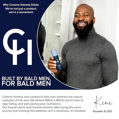 Comme Homme Ultimate Scalp Care Bundle for Bald Men | 3-Step Routine with Scalp Wash, Exfoliator & Moisturizer | Deep Cleanse, 24-Hour Moisture & Skin Protection | Free Toiletry Bag Included