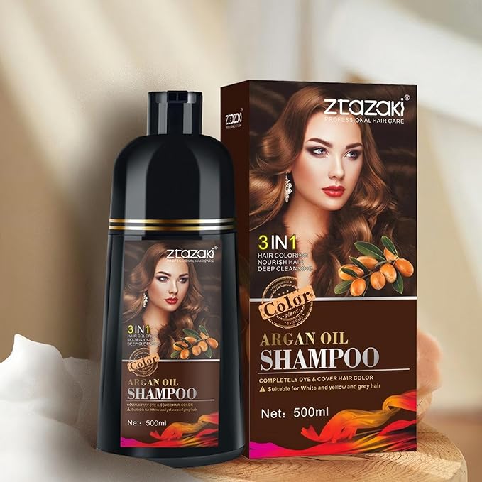 Hair Dye Shampoo 3 in 1, Magic Hair Dye Colors in Minutes-Long Lasting & Easy to Use with Argan Oil Herbal champu con tinte para canas for Women Men 500ml (Purple)