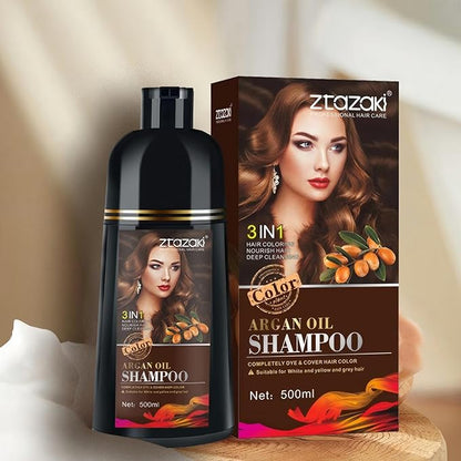 Hair Dye Shampoo 3 in 1, Magic Hair Dye Colors in Minutes-Long Lasting & Easy to Use with Argan Oil Herbal champu con tinte para canas for Women Men 500ml (Purple)
