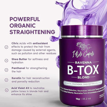 Ravenna Hair B-tox Treatment for Blond Hair, Formaldehyde-Free- Cirugia Capilar Para el Cabello- Anti-Frizz, Smoothing- 35.2 oz(1kg), 2 units