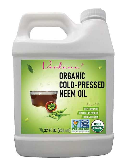 Verdana Pure Neem Oil for Plants – 1 Quart (32 Fl Oz) – Organic, Cold Pressed, Unrefined, Non-GMO – 100% Natural Spray for Plant Leaf Shine, DIY Beauty, Soap Making – No Additives