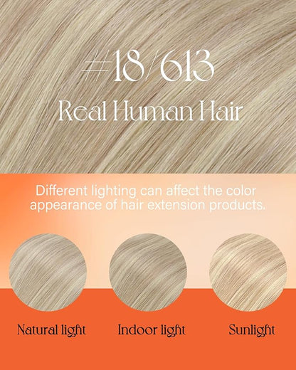 Sunny Hair Blonde Nano Bead Hair Extensions Human Hair Ash Blonde Mixed Bleach Nano Bead Extensions Human Hair Pre Bonded Hair Extensions Straight Remy Hair 18Inch 50g