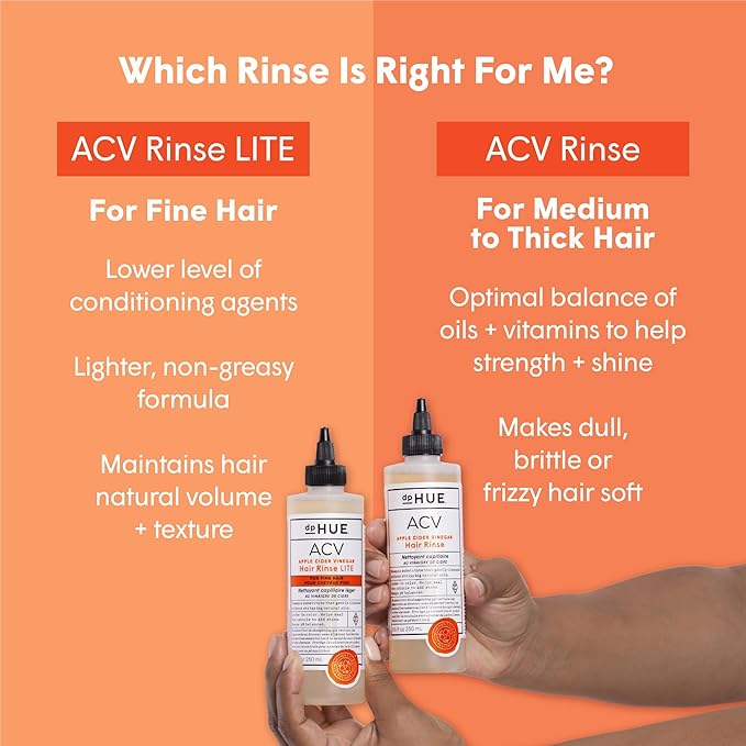 dpHUE Apple Cider Vinegar Hair Rinse - 8.5 oz, Pack of 2 - Shampoo Alternative, Scalp Cleanser & Post Workout Rinse - Removes Buildup & Sweat - Protects Natural Hair Oils