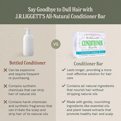 J·R·LIGGETT'S Hair Conditioner Bar, Moisturizing Conditioner Hair Bar that Leaves Hair Smooth & Tangle Free, Gives Hair a Healthy Sheen, Plant Based Ingredients, 2 Pack 1.75oz