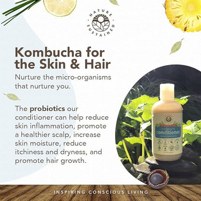 Hydrating Natural Conditioner - Lemongrass Moisturizing Organic Sulfate Free Conditioner - Raw Wildcrafted Probiotic Hypoallergenic Cleansing Conditioning Wash for All Hair - 9 Oz