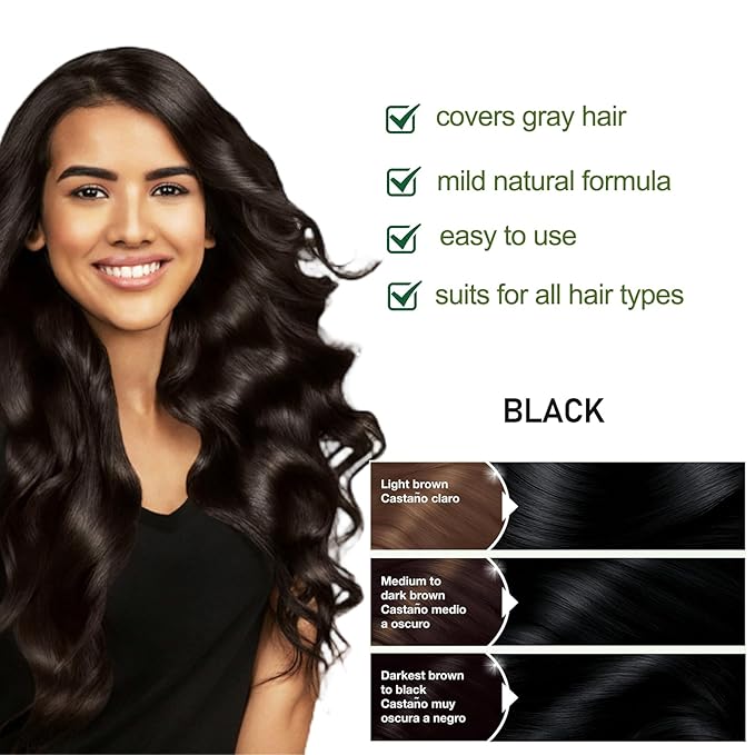 Black Hair Dye Shampoo 3 in 1, Hair Color Shampoo for Gray Hair, Tea Tree Black Hair Shampoo, Champu Para Canas, Gentle and Effective, Colors in Minutes, 16.90 Fl Oz