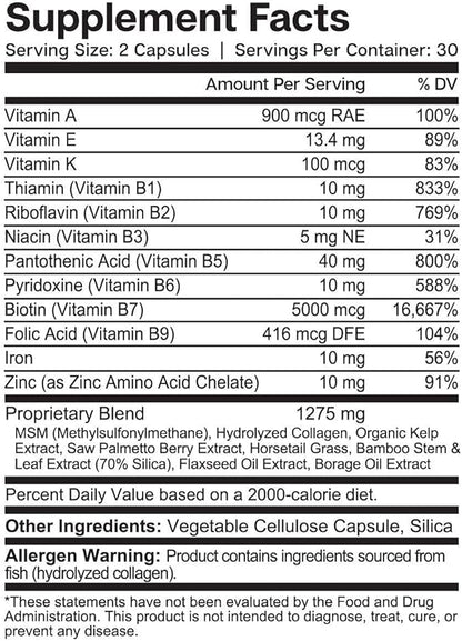 Essential Elements Hair Hero - Broad-Spectrum Hair Formula - Healthy Hair, Skin, and Nails - 5000 mcg Biotin 30 Day Supply (2-Pack)