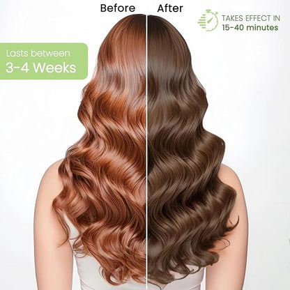Dark Brown Hair Dye Shampoo 3 in 1, Instant Natural Hair Color Shampoo for Women Men 100% Gray Hair Coverage Champu Para Canas Mujer, Lasting 3-4 Weeks & Easy to Use & All Hair Types, 500ml