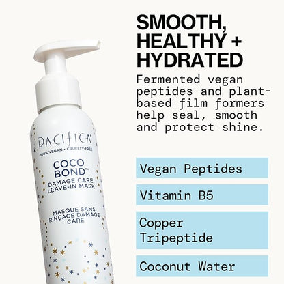 PACIFICA Beauty, Coco Bond Damage Care Leave-In Repair Mask Treatment, Dry & Damaged Hair from Bleach, Color, Chemical Services, Chlorine, & Heat, Coconut, Vegan