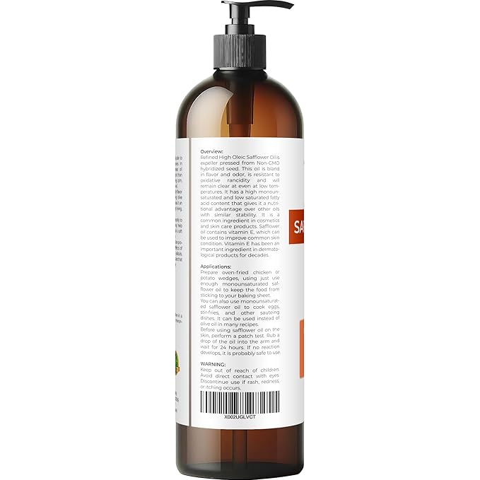 velona Safflower Oil 8 fl oz | 100% Pure and Natural Carrier Oil | Refined, Expeller Pressed | Cooking, Skin, Hair, Body & Face Moisturizing | Use Today - Enjoy Results