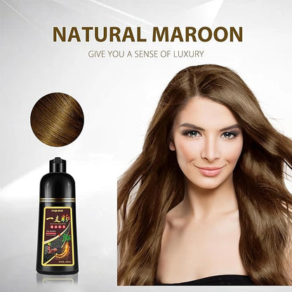 Instant 500ml Chestnut Brown Hair Color Shampoo for Men & Women | Plant Formula, 3 in 1 Natural Hair Coloring Shampoo, Permanent Hair Dye 17.6 Fl Oz