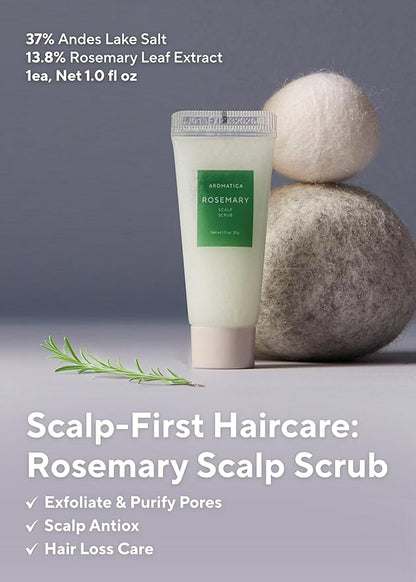 AROMATICA Rosemary Hair Care Gift Set - Shampoo for Hair Growth & Heat Protection, Leave-in Treatment & Scalp Treatment - Hair Care Kit for Women, Sulfate/Paraben Free For Men And Women