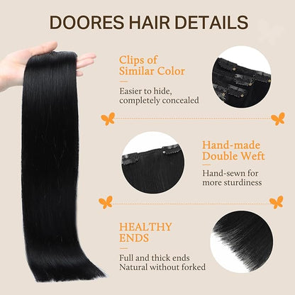 DOORES Human Hair Clip in Extensions, Mocha Brown 150g 9pcs 22 Inch, Real Human Hair Extensions Clip in Remy Hair Extensions Human Hair Natural Thick Human Hair Extensions Clip ins Silky Straight