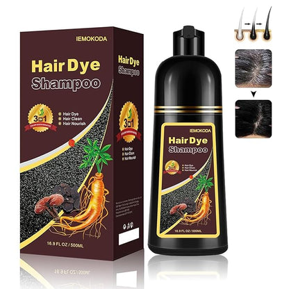 Fvquhvo Instant Black Hair Shampoo, Hair Color Shampoo for Gray Hair, Black Hair Dye Shampoo 3 in 1, Shampoo Hair Dye & Champu Para Canas, Colors in Minutes, Easy to Use, 16.90 Fl Oz
