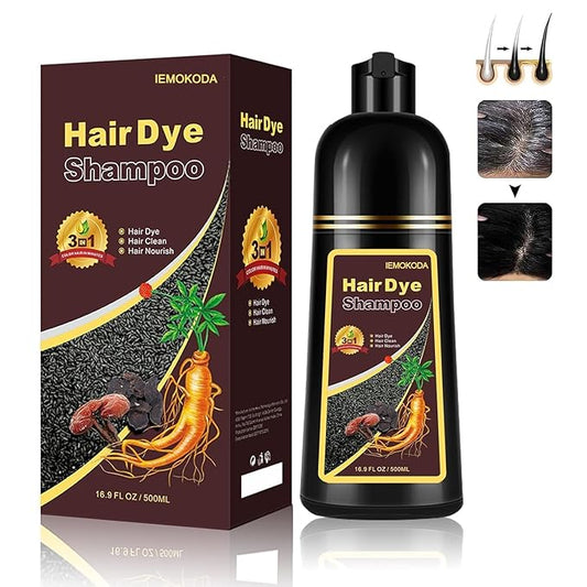 Fvquhvo Instant Black Hair Shampoo, Hair Color Shampoo for Gray Hair, Black Hair Dye Shampoo 3 in 1, Shampoo Hair Dye & Champu Para Canas, Colors in Minutes, Easy to Use, 16.90 Fl Oz