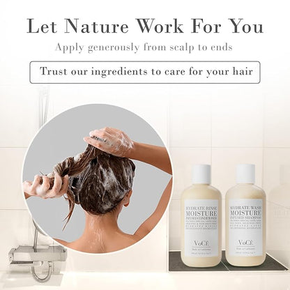 VoCÊ Natural Hydrating Shampoo for Dry, Frizzy Hair | Moisture-Infused Vegan Shampoo for Normal to Thick Hair - Non-Toxic, Cruelty-Free with Shea Butter, White Tea, Vanilla Cactus (32 oz | 946 ml)