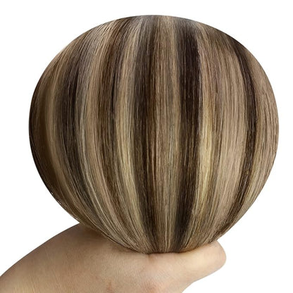YoungSee Clip in Hair Extensions Ombre Clip in Hair Extensions Real Human Hair Black Fading to Brown with Caramel Blonde Clip in Real Hair Extension Blend Natural with Hair Short 80G 7Pcs 12In