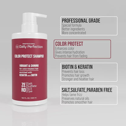 (dp) Color Protect Shampoo – Maintain & Enhance Color-Treated Hair – Clean + Salon-Grade Formula with Biotin & Keratin